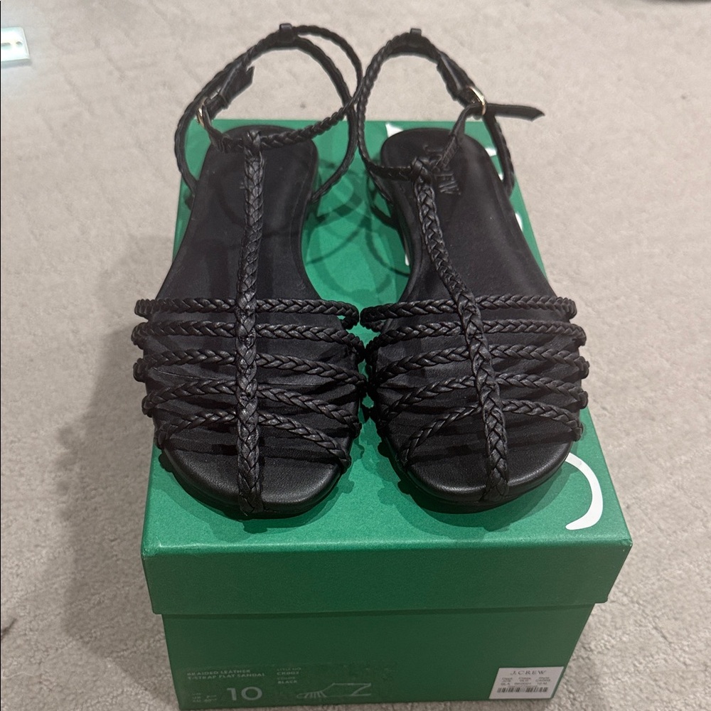 J. Crew Black Braided Strap Sandals
